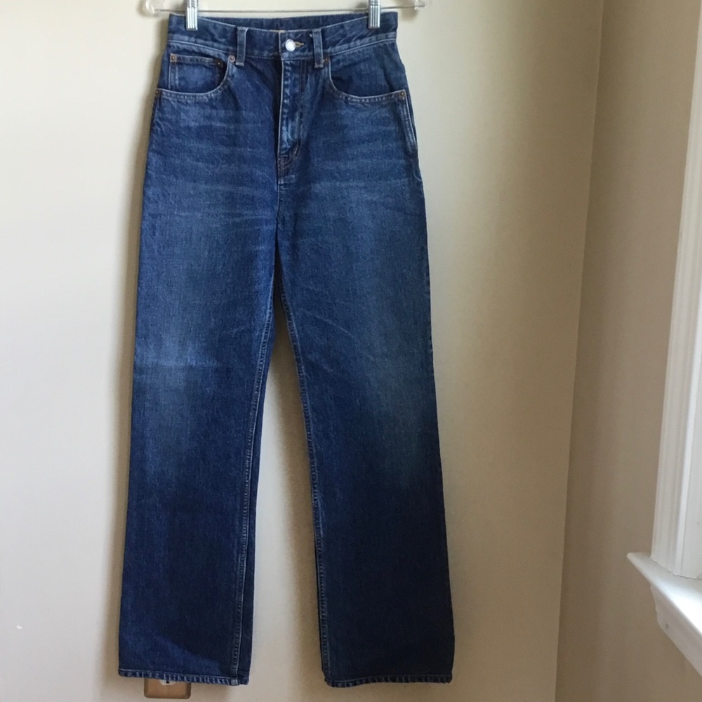 Authentic Saint Laurent Dark Wash High Waist Jeans Style 788095 D62W/NC-HW